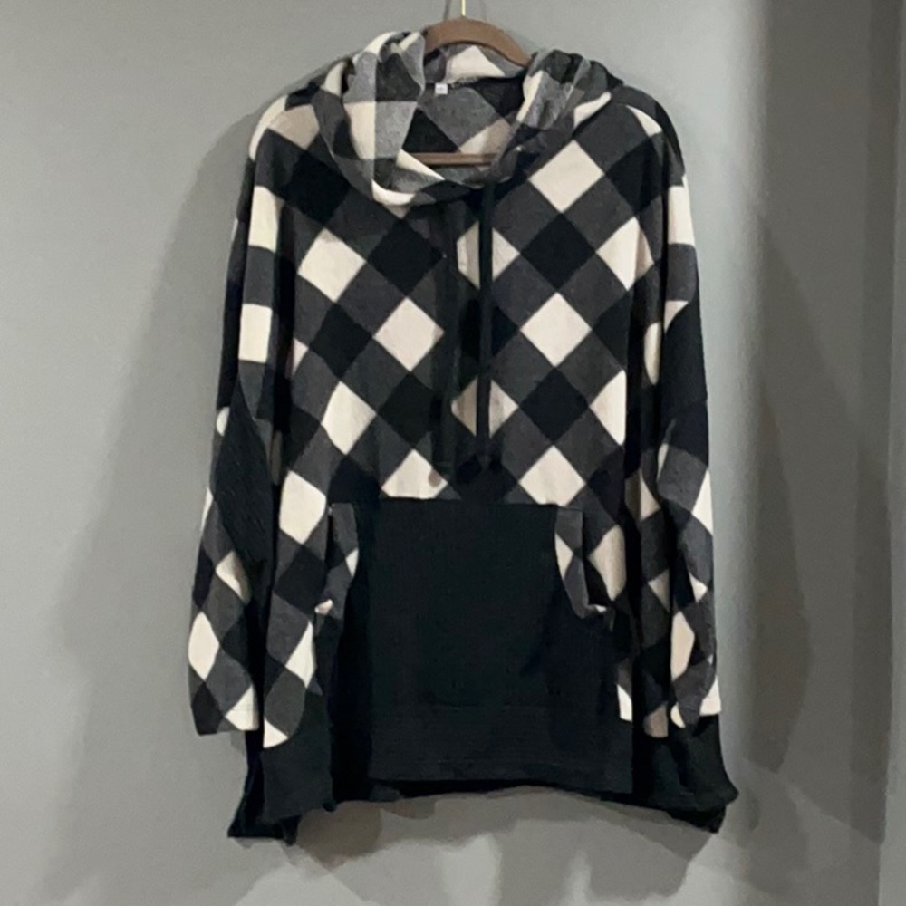 Black and White Checkered Hoodie